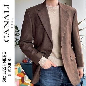 Canali Proposta Brown 2 Button Cashmere Silk Sport Jacket IT 52R US 42R